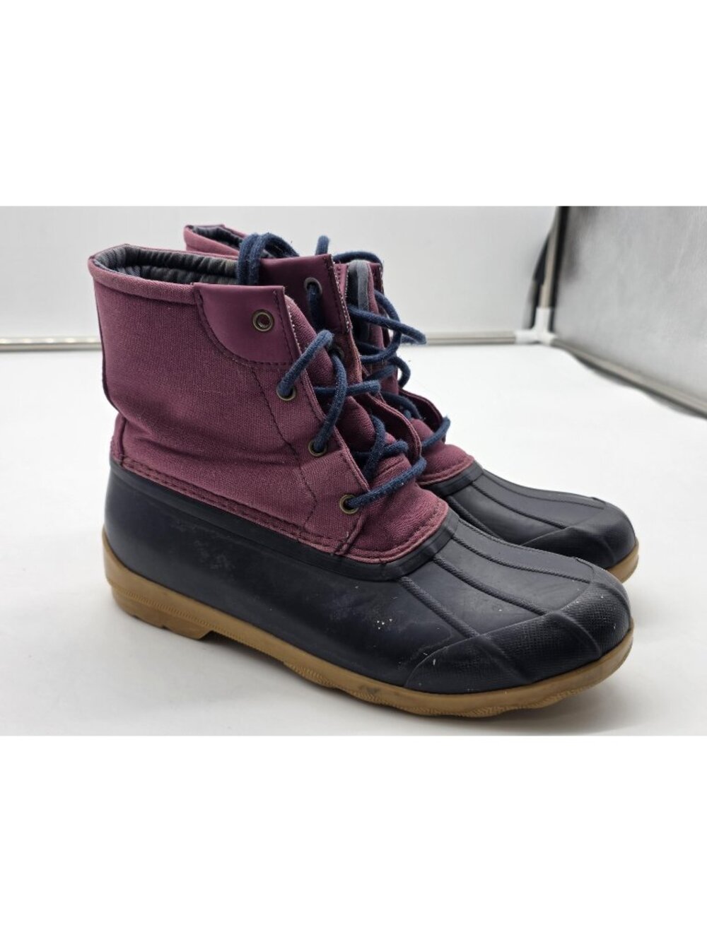 Sperry Port Boot Girls Size 5 Purple Duck Rain Boots No Insoles Stains